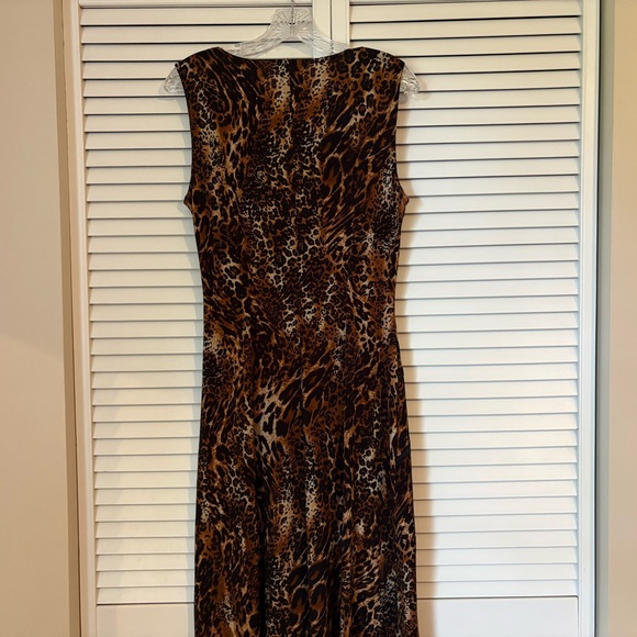 Connected Apparel Women’s Dress 10 Leopard Print Black Asymmetrical Sleeveless - Picture 15 of 16